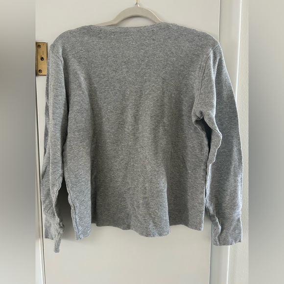 L.L. Bean Heather Gray Henley Top - Picture 5 of 7